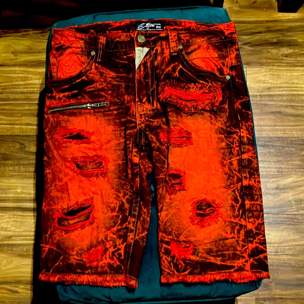 Red and black tyedye shorts